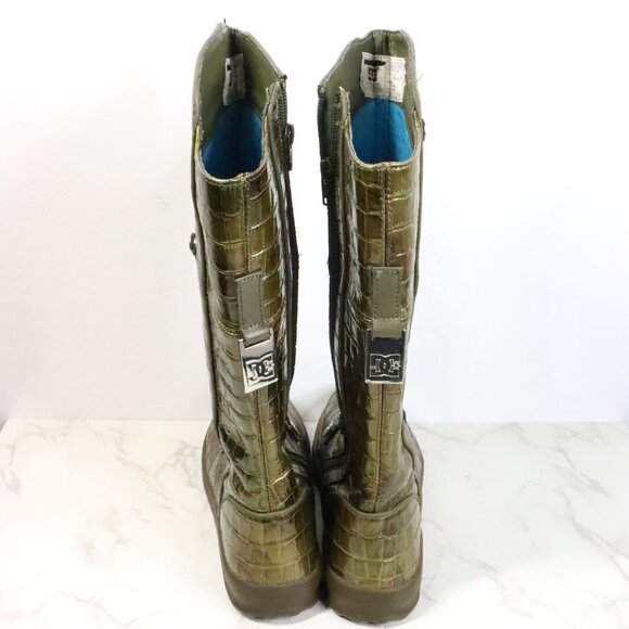 DC Shoes Women's 7 Filter Green Crocodile Military Pirate Tall Boots RARE 2008 - Picture 8 of 11